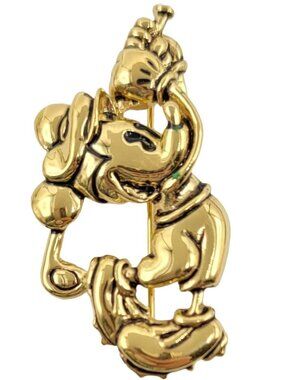 Disney Napier Gold Tone Mickey Playing Golf Brooch Pin, Signed